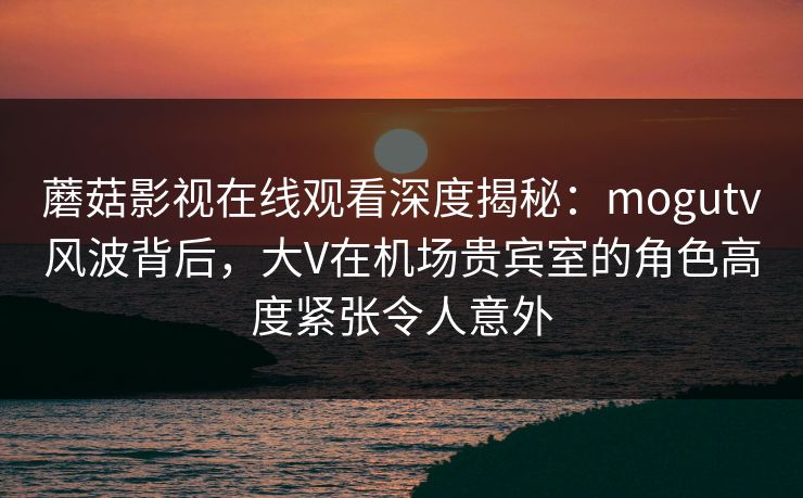蘑菇影视在线观看深度揭秘：mogutv风波背后，大V在机场贵宾室的角色高度紧张令人意外