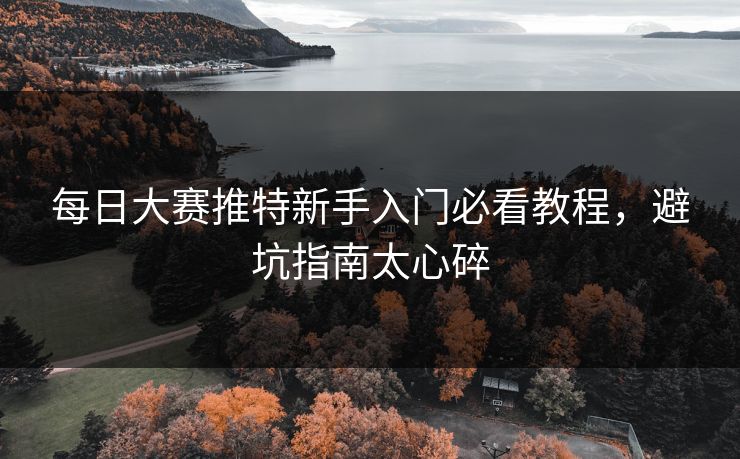 每日大赛推特新手入门必看教程，避坑指南太心碎