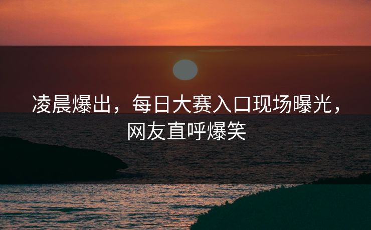 凌晨爆出，每日大赛入口现场曝光，网友直呼爆笑