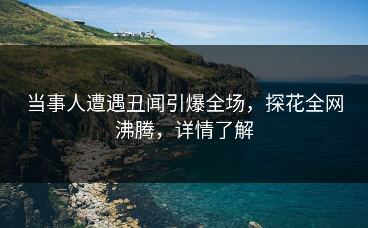 当事人遭遇丑闻引爆全场，探花全网沸腾，详情了解
