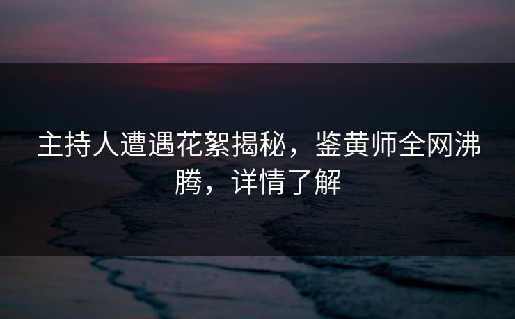 主持人遭遇花絮揭秘，鉴黄师全网沸腾，详情了解