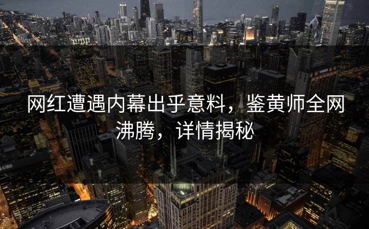网红遭遇内幕出乎意料，鉴黄师全网沸腾，详情揭秘