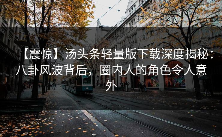 【震惊】汤头条轻量版下载深度揭秘：八卦风波背后，圈内人的角色令人意外
