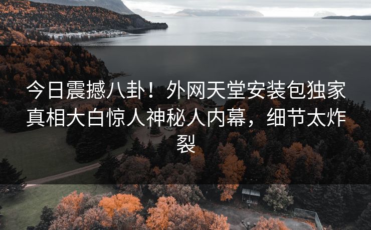 今日震撼八卦！外网天堂安装包独家真相大白惊人神秘人内幕，细节太炸裂