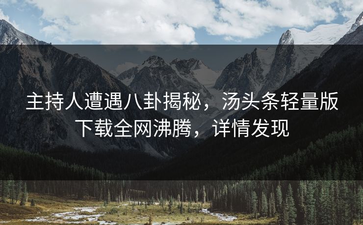 主持人遭遇八卦揭秘，汤头条轻量版下载全网沸腾，详情发现