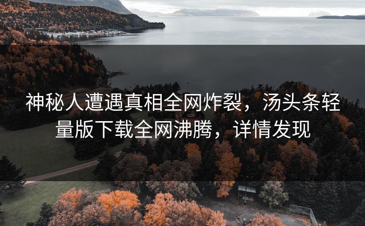 神秘人遭遇真相全网炸裂，汤头条轻量版下载全网沸腾，详情发现