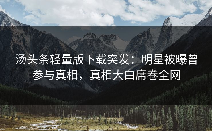 汤头条轻量版下载突发：明星被曝曾参与真相，真相大白席卷全网
