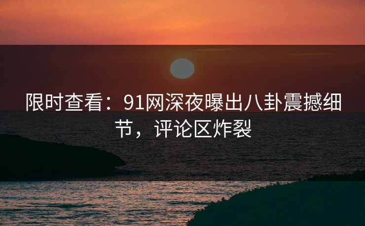 限时查看：91网深夜曝出八卦震撼细节，评论区炸裂