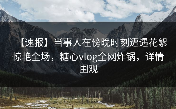 【速报】当事人在傍晚时刻遭遇花絮惊艳全场，糖心vlog全网炸锅，详情围观