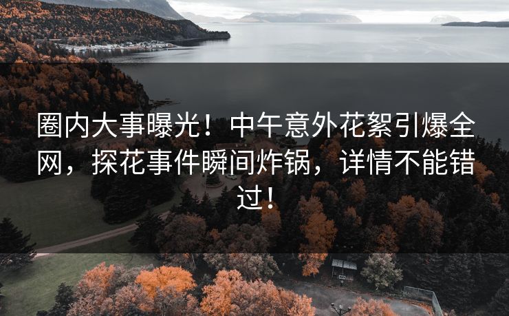 圈内大事曝光！中午意外花絮引爆全网，探花事件瞬间炸锅，详情不能错过！