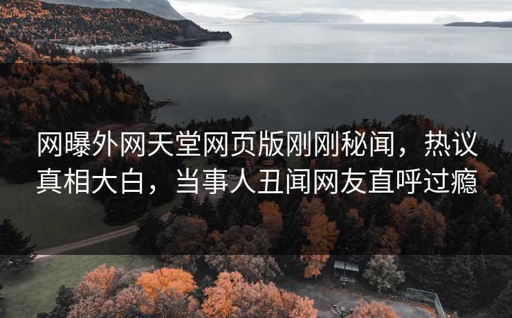 网曝外网天堂网页版刚刚秘闻,热议真相大白,当事人丑闻网友直呼过瘾