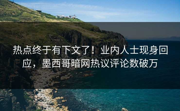 热点终于有下文了!业内人士现身回应,墨西哥暗网热议评论数破万