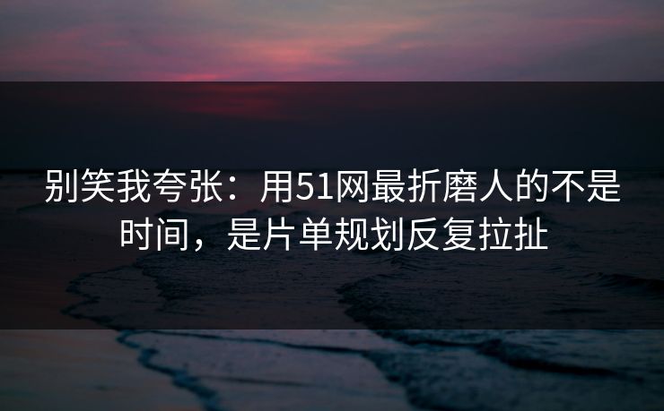 别笑我夸张：用51网最折磨人的不是时间，是片单规划反复拉扯